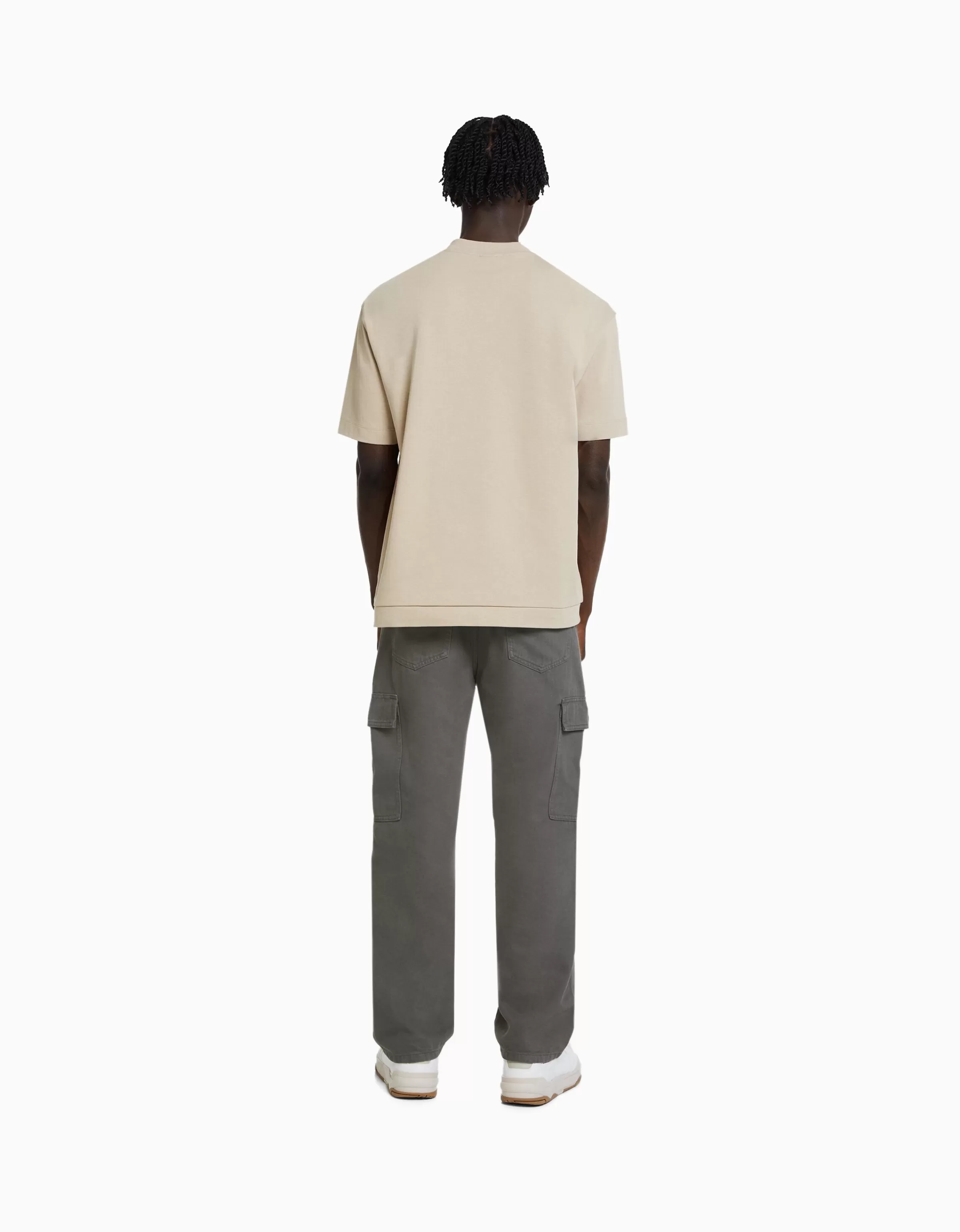 BERSHKA Cargo et parachute*Jean cargo wide Bleu